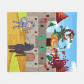 Ridder in glanzend pantser en Gekke draken Fleece Deken (Voorkant (Horizontaal))