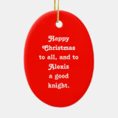 Ridder in glanzende harnas keramische kerstboomorn keramisch ornament (Achterkant)