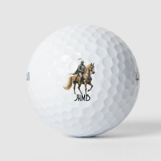 Ridder in glanzende harnas met monogram golfballen (Voorkant)
