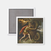 Ridder in Gouden Wapenrusting vs. De Draak Magneet (Voorkant / Achterkant)