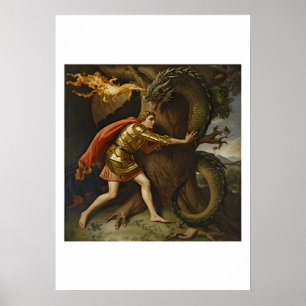 Ridder in Gouden Wapenrusting vs. De Draak Poster