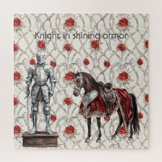 Ridder in Shijnende Wapenrusting van Rode Rozen Legpuzzel (Verticaal)