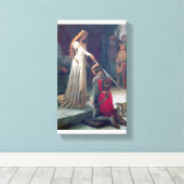 Ridder kasteel vrouw zwaard ridder schilderij canvas afdruk (Insitu (Houten vloer))