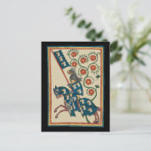 Ridder met adelaar heraldiek, 14e eeuw middeleeuws briefkaart (Staand voorkant)