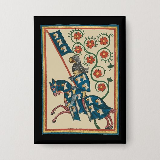 Ridder met adelaar heraldiek, 14e eeuw middeleeuws button (Voorkant)