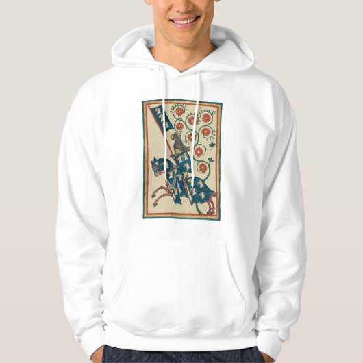 Ridder met adelaar heraldiek, 14e eeuw middeleeuws hoodie (Voorkant)