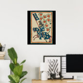 Ridder met adelaar-heraldiek, 14e-eeuwse middeleeu poster (Thuiskantoor)