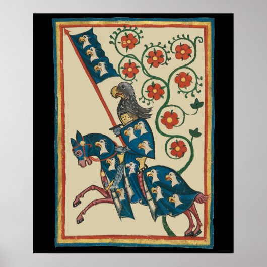 Ridder met adelaar-heraldiek, 14e-eeuwse middeleeu poster (Voorkant)