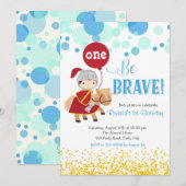 Ridder met ballon verjaardagsuitnodiging kaart (Voorkant / Achterkant)