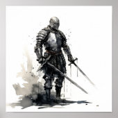 Ridder met Zwaard - Striking Side Uitzicht Poster (Voorkant)