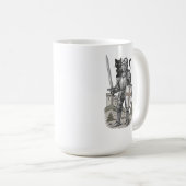 Ridder Met Zwarte Kat Middeleeuws Koffiemok (Voorkant rechts)