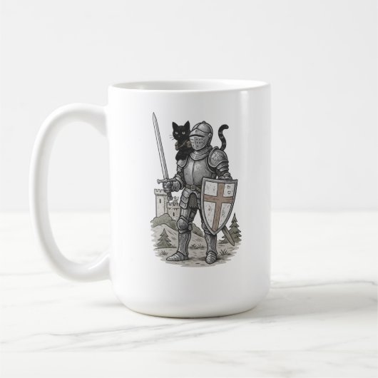 Ridder Met Zwarte Kat Middeleeuws Koffiemok (Links)