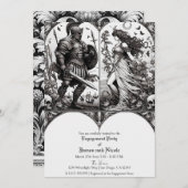  ridder & mooie maiden verlovingsfeest kaart (Voorkant / Achterkant)