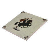 Ridder op een paard  Nederlandse Bruin Delft tegel Tegeltje (Zijkant)