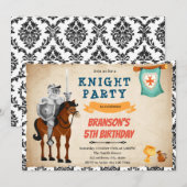 Ridder prins thema verjaardagsuitnodiging kaart (Voorkant / Achterkant)