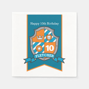 Ridder schild 10e verjaardag jongens feest servett servet