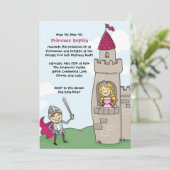 Ridder Slaat Prinses Uitnodigingen: Brunette/Blond Kaart (Staand voorkant)