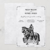  ridder te paard met zwaard bruiloft kaart (Voorkant / Achterkant)