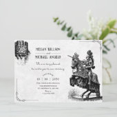  ridder te paard met zwaard bruiloft kaart (Staand voorkant)