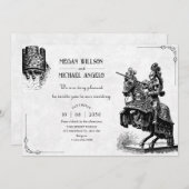  ridder te paard met zwaard bruiloft kaart (Voorkant / Achterkant)