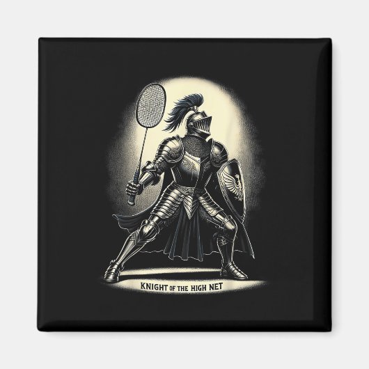 Ridder van het High Net Badminton Funny Graphic T- Magneet (Voorkant)