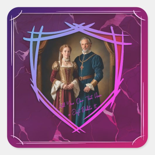 Ridder Wapen Middeleeuws Oud Fashioned Gift Vierkante Sticker (Voorkant)
