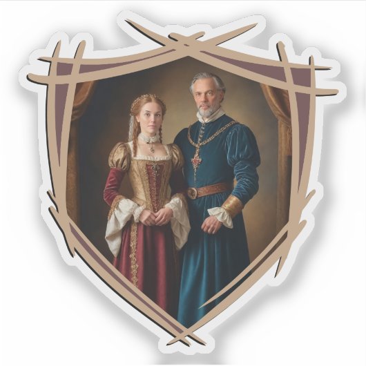 Ridder wapenschild Middeleeuwse ouderwetse Vintage Sticker (Voorkant)