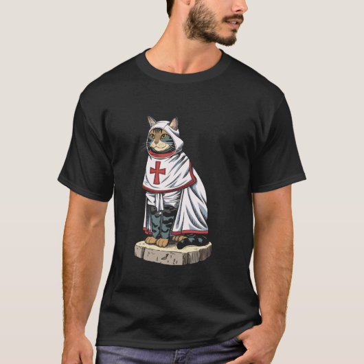 Ridderkat Fantasie Krijger Kunst T-shirt (Voorkant)