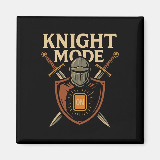 Riddermodus Aan Grappig Middeleeuws Zwaard Schild  Magneet (Voorkant)