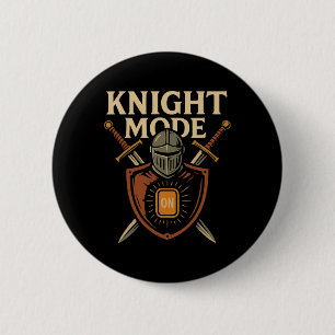 Riddermodus Aan Grappig Middeleeuws Zwaard Schild Ronde Button 5,7 Cm