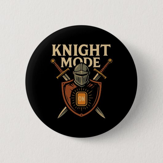 Riddermodus Aan Grappig Middeleeuws Zwaard Schild  Ronde Button 5,7 Cm (Voorkant)