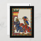 Ridders bestormen het kasteel, 14e eeuw briefkaart (Voorkant / Achterkant)