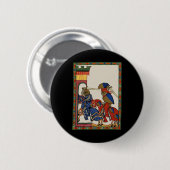 Ridders bestormen het kasteel, 14e eeuw ronde button 5,7 cm (Voorkant /achterkant)