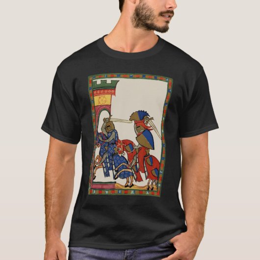 Ridders bestormen het kasteel, 14e eeuw t-shirt (Voorkant)