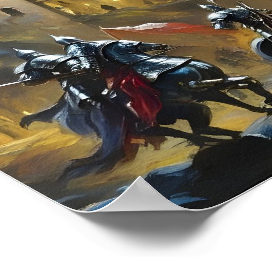 Ridders bewaken een kasteel 's nachts poster (Hoek)