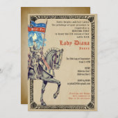 Ridders & Dames Middeleeuws Feest en Joust Verjaar Kaart (Voorkant / Achterkant)