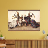 Ridders die steekspel doen canvas afdruk (Insitu (Woonkamer))