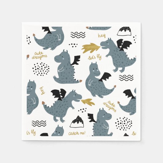 Ridders en draken | Sprookjesachtig verjaardagsfee Servet (Voorkant)