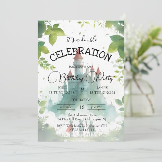 Ridders en Kasteel Dubbele Kinderen Verjaardagsfee Kaart (Staand voorkant)