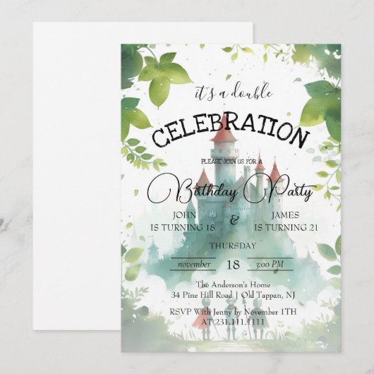 Ridders en Kasteel Dubbele Kinderen Verjaardagsfee Kaart (Voorkant / Achterkant)