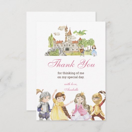 Ridders en Prinsessen Verjaardag Bedankkaart (Voorkant / Achterkant)