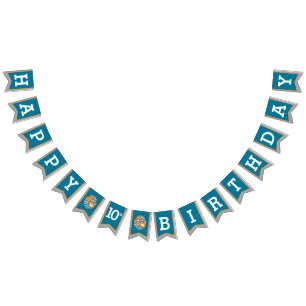 Ridders middeleeuws Gelukkige Verjaardag 10e grijz Vlaggetjes