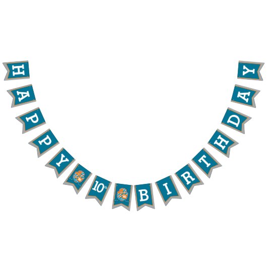 Ridders middeleeuws Gelukkige Verjaardag 10e grijz Vlaggetjes (Alle)