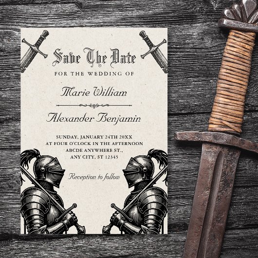 Ridders middeleeuwse bruiloft save the date