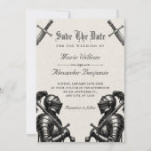 Ridders middeleeuwse bruiloft save the date (Voorkant)