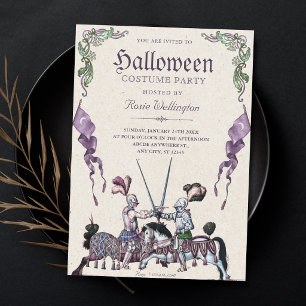 Ridders middeleeuwse halloweenfeest kaart