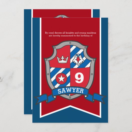 Ridders middeleeuwse kinderen verjaardagsfeestje r kaart (Voorkant / Achterkant)