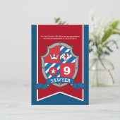 Ridders middeleeuwse kinderen verjaardagsfeestje r kaart (Staand voorkant)