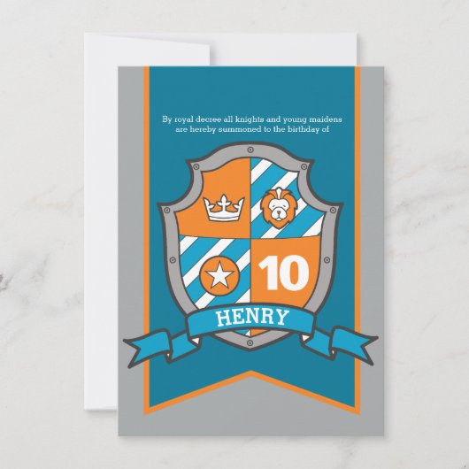 Ridders middeleeuwse schild kinder 10e verjaardag  kaart (Voorkant)