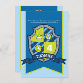 Ridders middeleeuwse schild kinder 4e verjaardag u kaart (Voorkant / Achterkant)